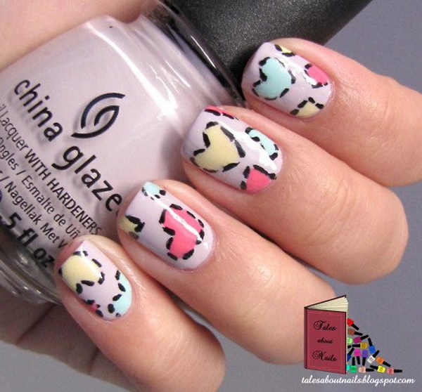 Lovely Patchwork Hearts Nails 