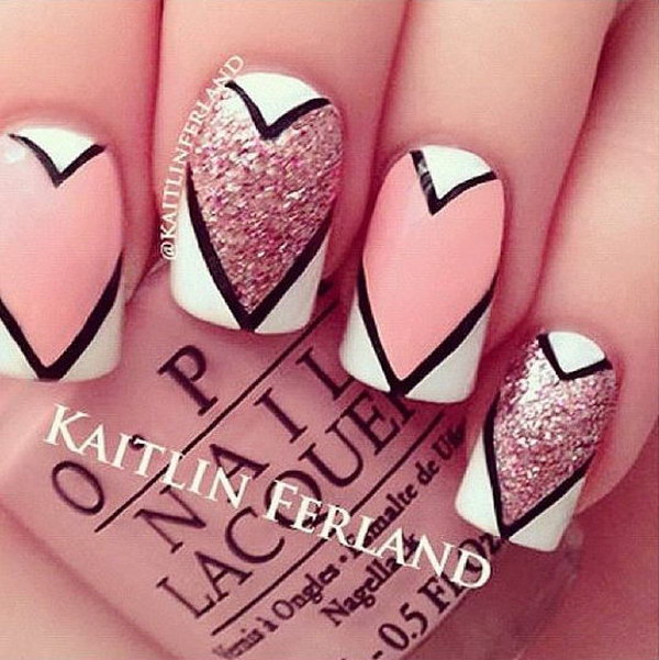Awesome Valentine's Over Sized Heart Nail Design 