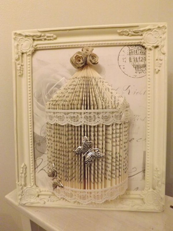 Shabby Chic Book Folding Bird Cage 