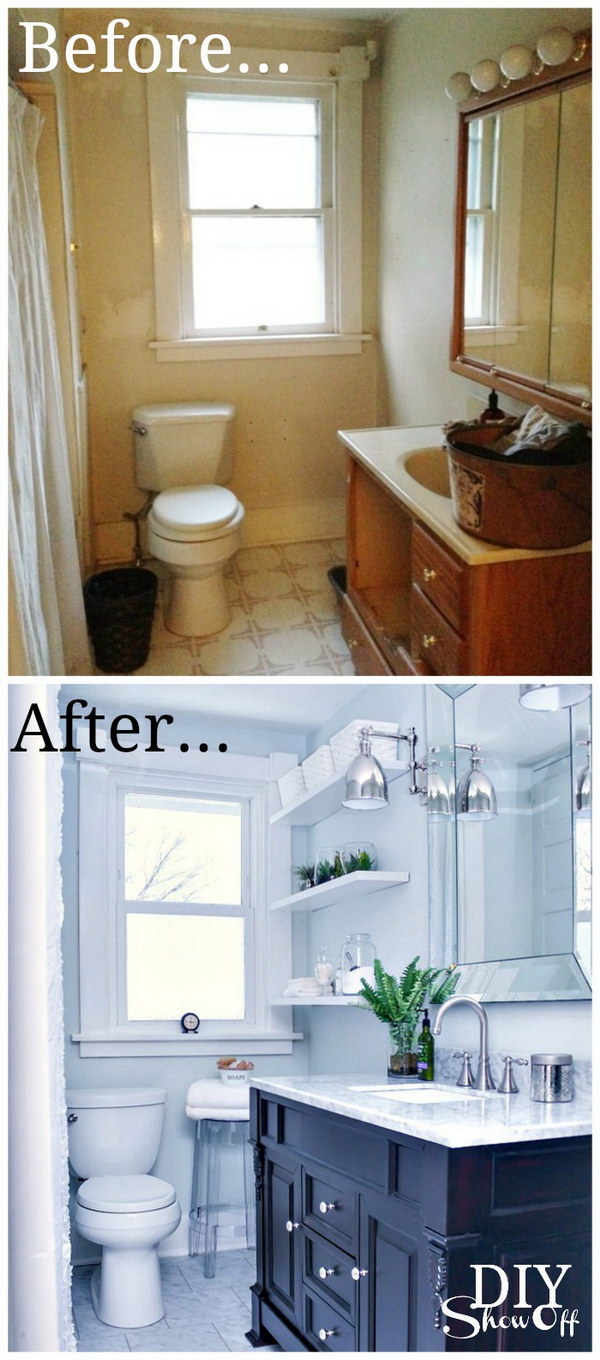 DIY Tiny Bath Makeover. 