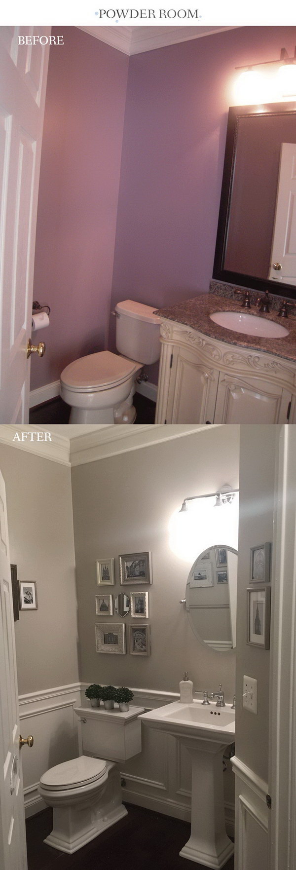 Before and After Wainscoting and Makeover. 