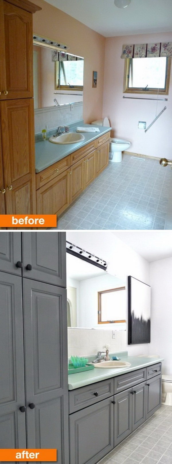 A Budget Friendly Bathroom Makeover Using Paint. 