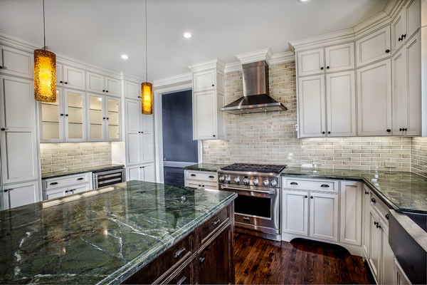 Classic White Kitchen with Subway Tile. 