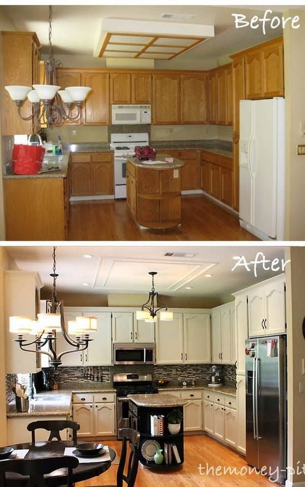Paint, New Backsplash and Light Fixtures For A whole New look. 