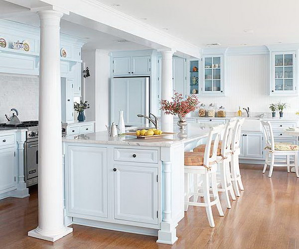 Pale Blue Kitchen Cabinets. 