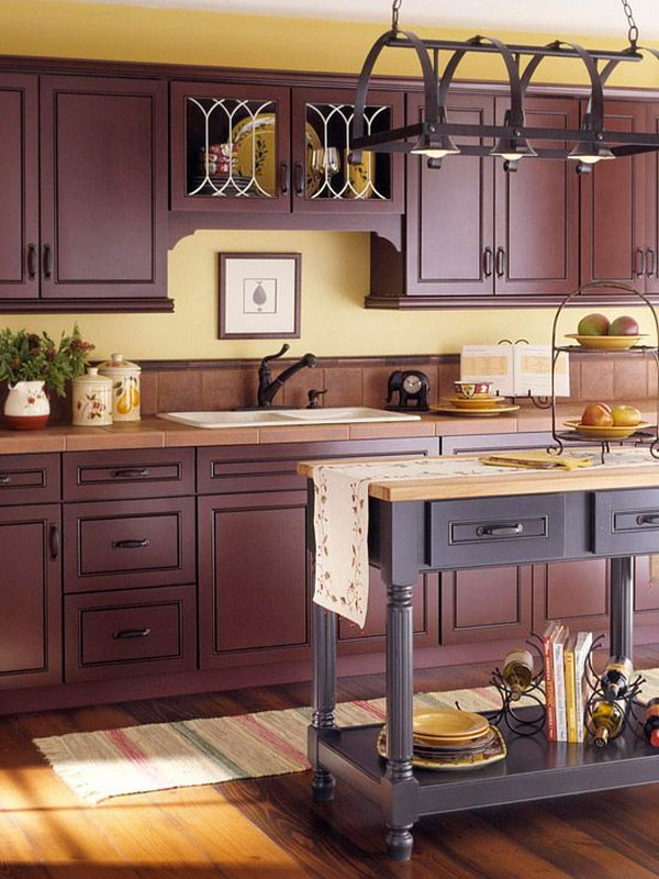 Dark Brown Painted Kitchen Cabinets. 