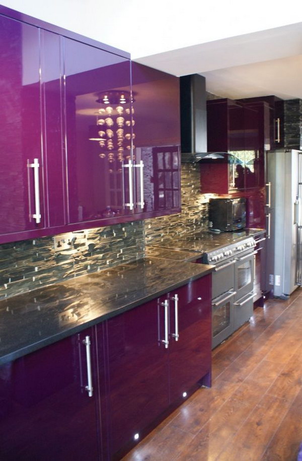 Enthralling Purple Kitchen with Purple Kitchen Cabinet. 