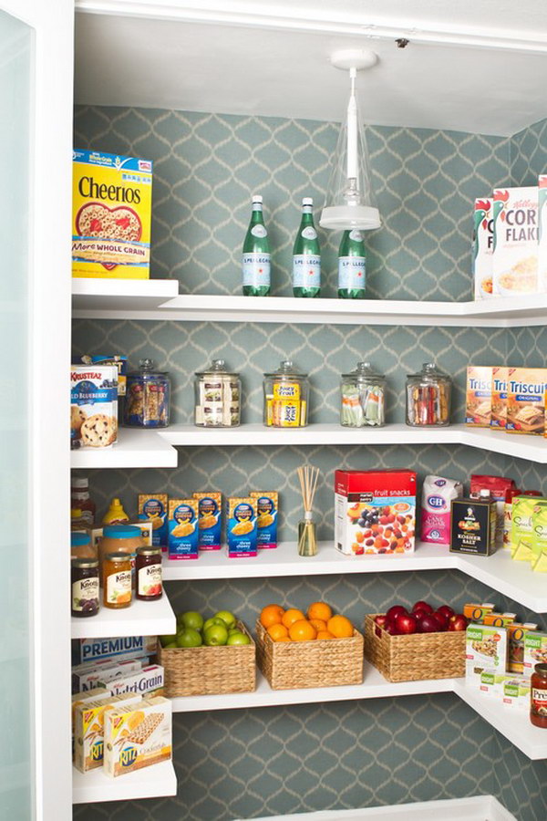 Line the Shelves with Contact Paper. 