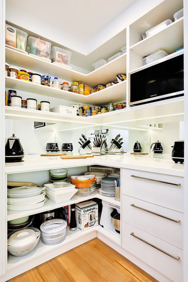 Pantry with Lots of Storage at Bottom for Serving Platters. 