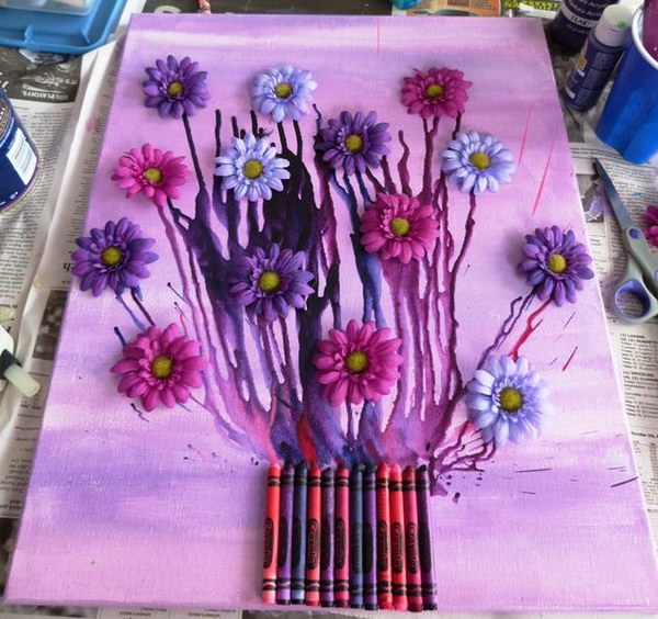 Flower Bouquet Melted Crayon Art. 
