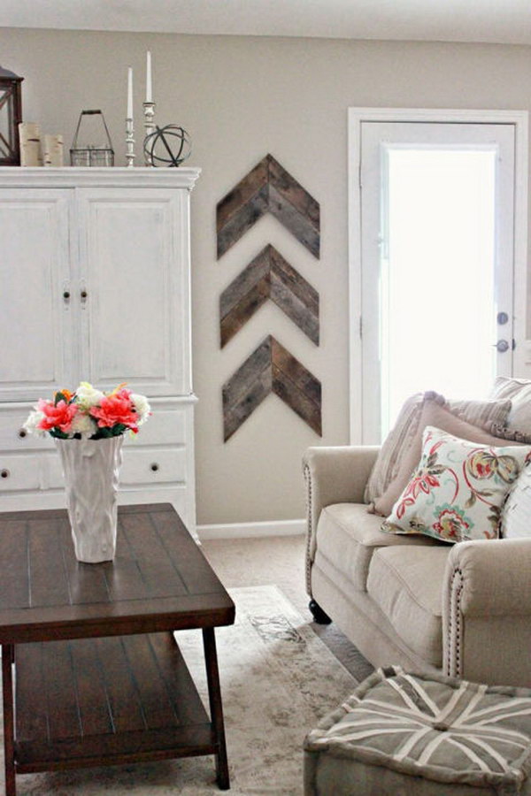 Rustic Hardwood Wall Art In the Living Room. 