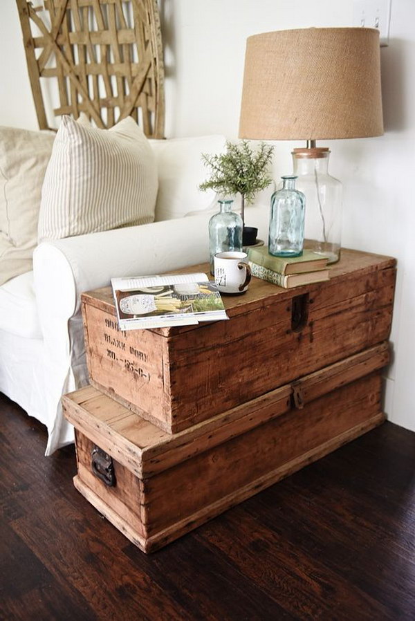 Stacked Trunk End Table. 