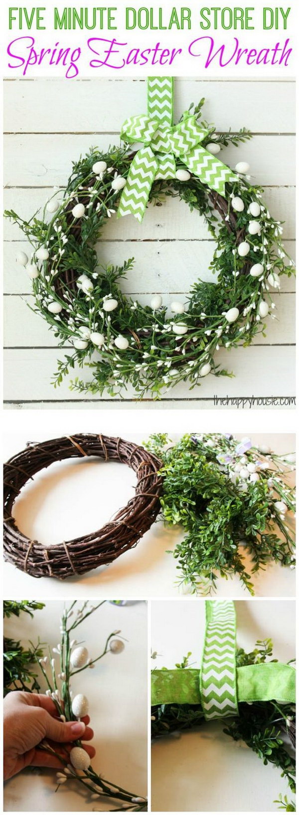 5 Minutes Dollar Store DIY Spring Easter Wreath 