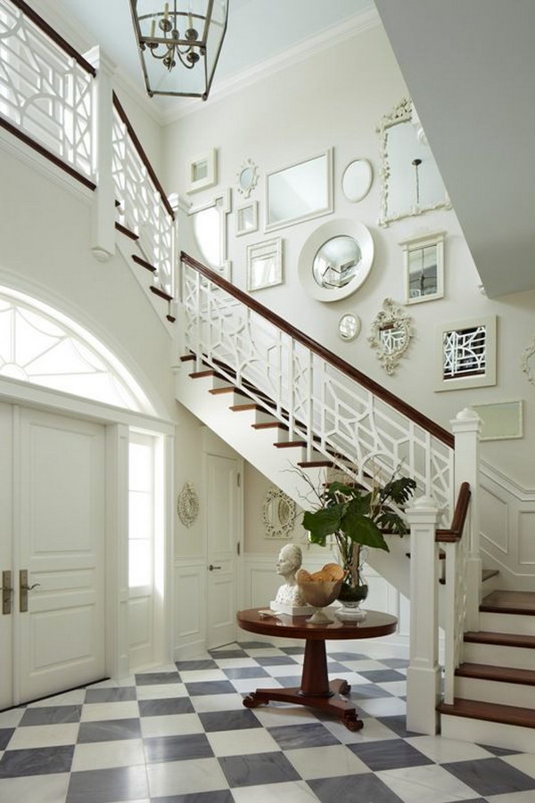 Classic Entryway with a Mirror Galery wall. 