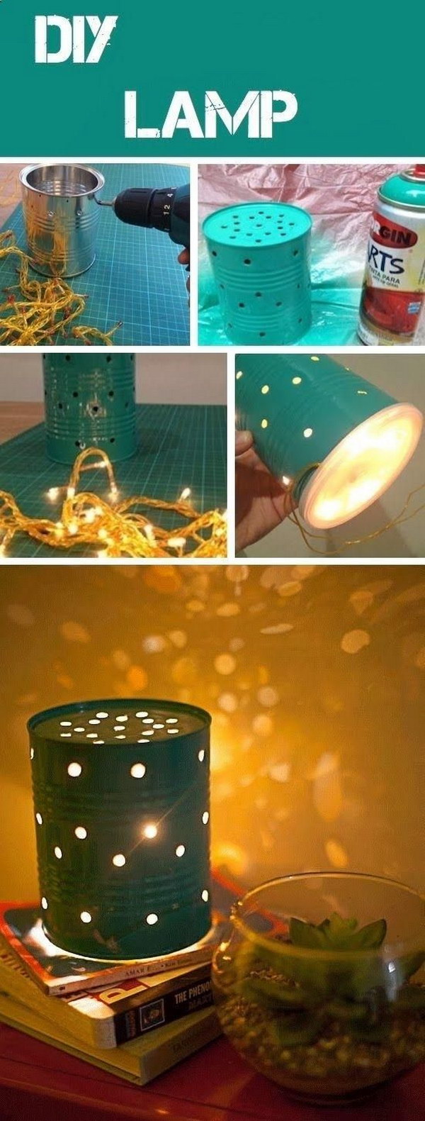 Recycled Old Tin Canisters Lamp 