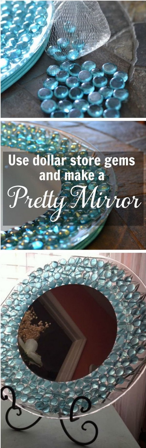 Beautiful Dresser Mirror Made with Dollar Store Gems 