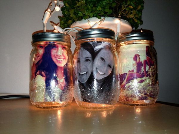 Photos in Mason Jar. 