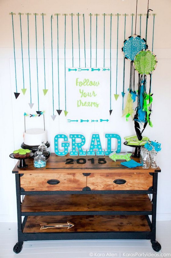 Follow Your Dreams Arrow Dreamcatcher Graduation Party Decor. 