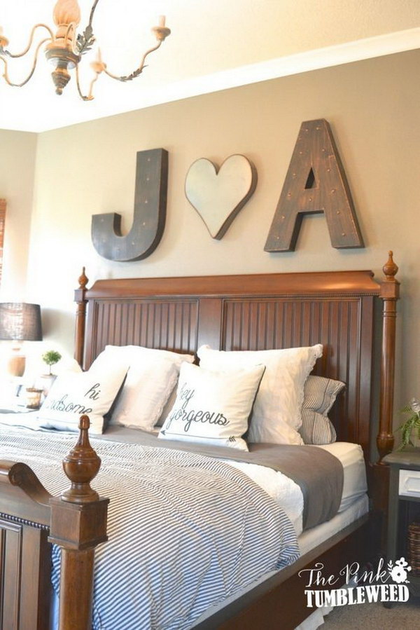 Bold Initials Above the Bed. 