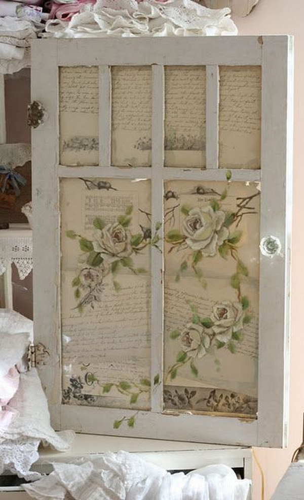 Vintage Bookpage Decorated Old Window 