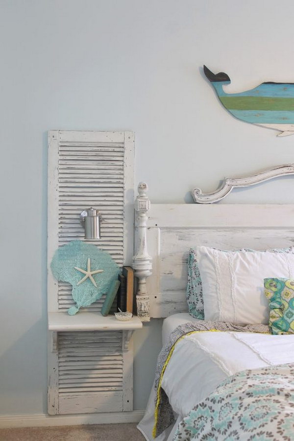 DIY Old Shutter Nightstand For A Beach Bedroom 