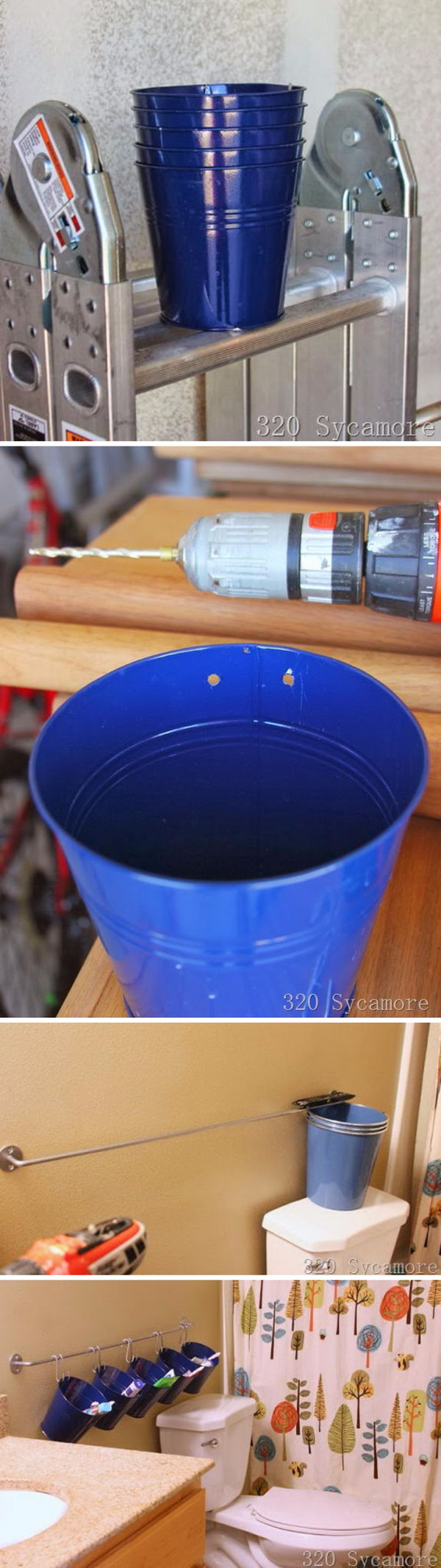 Toothbrush storage Using Ikea And Dollar Store Buckets. 