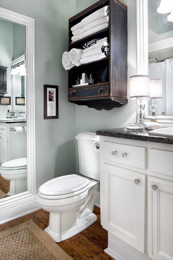 Over The Toilet Wall Dark Brown Cabinet for Extra Bathroom Space. 