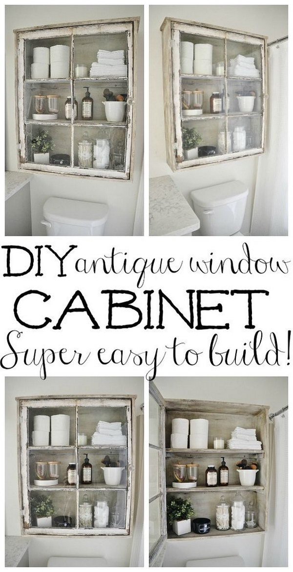 DIY Antique Window Cabinet. 