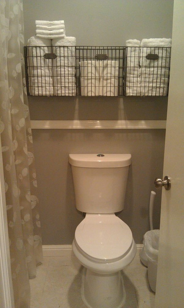 Bathroom Towel Storage Over The Toilet. 