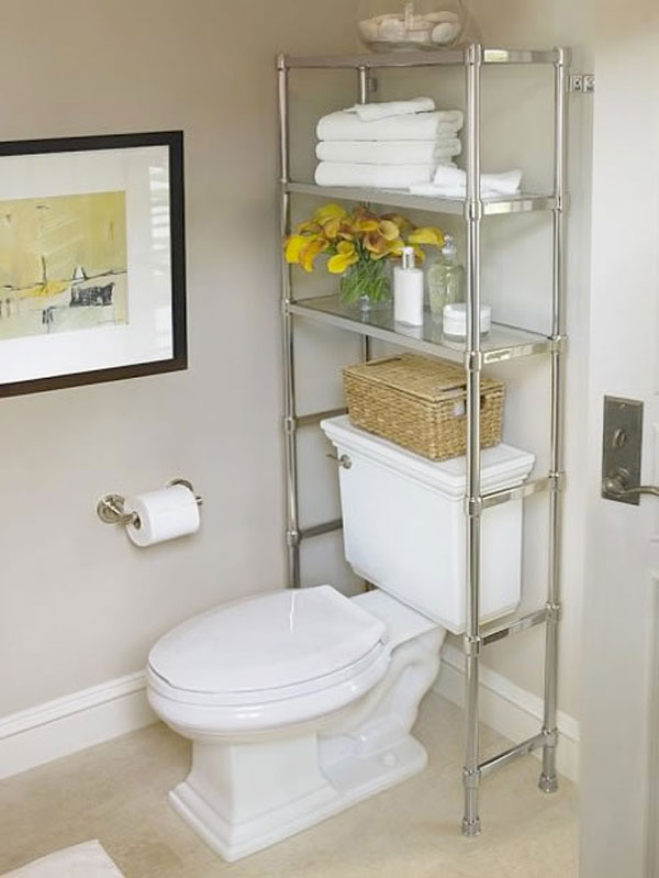 Space Saving Chrome Steel Rack For Modern Bathroom Storage 