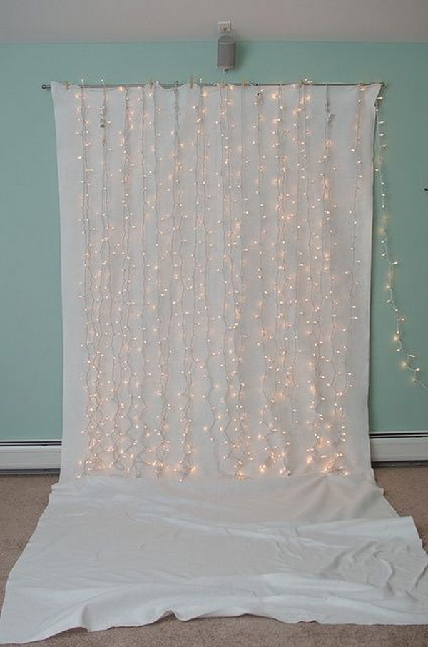 DIY Sparkling String Light Photo Booth Backdrop 