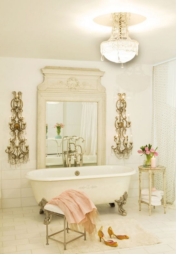 French Chic Bathroom With Gorgeous Lighting 