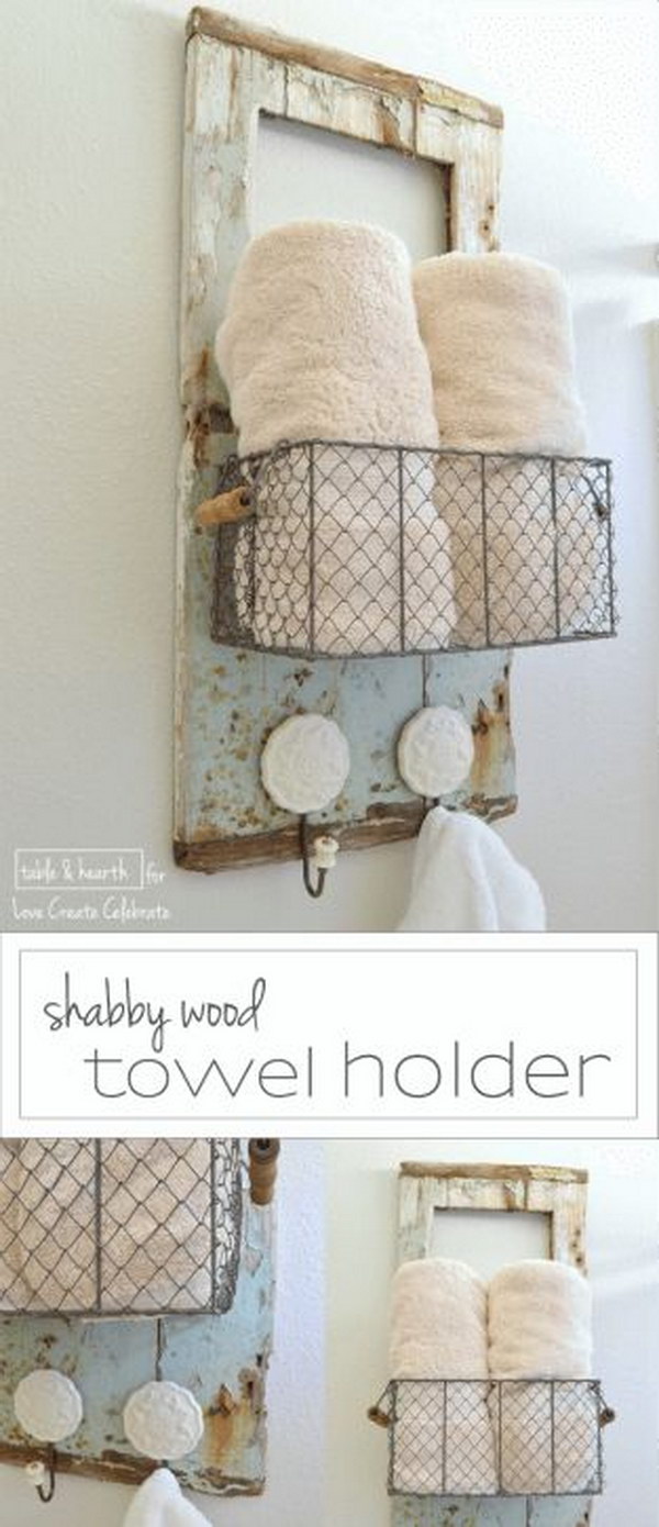 DIY Shabby Chic Wall Organizer And Towel Holder 