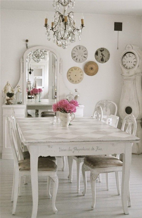 Wonderful Shabby Chic Style Dining Room With Unique Decors. 