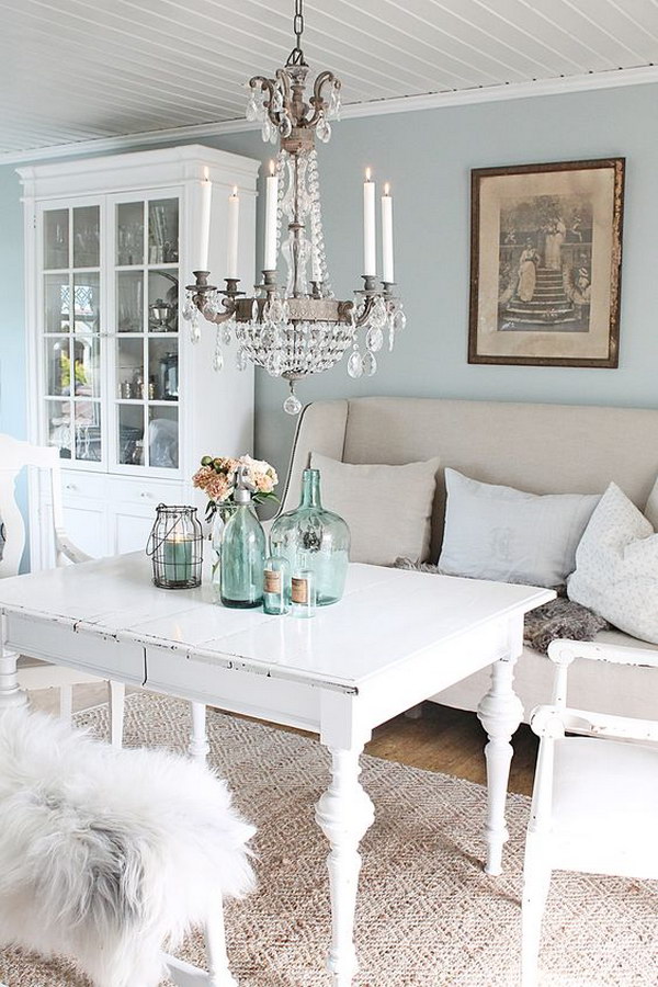Blue and White Rustic Chic Dining Room 