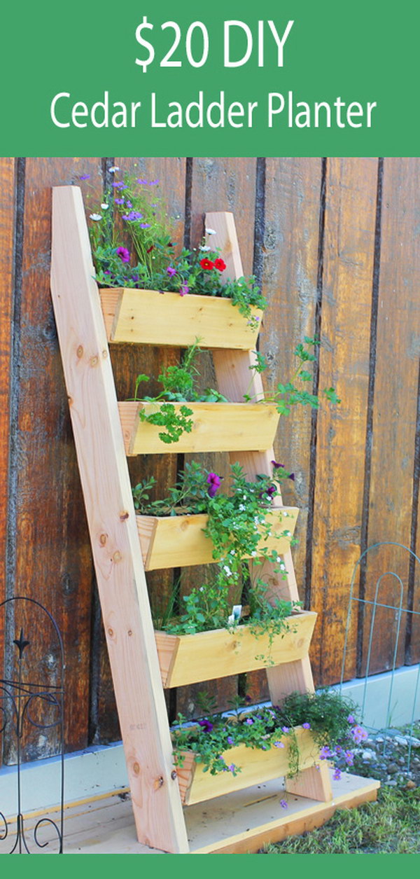 DIY Cedar Ladder Planter 