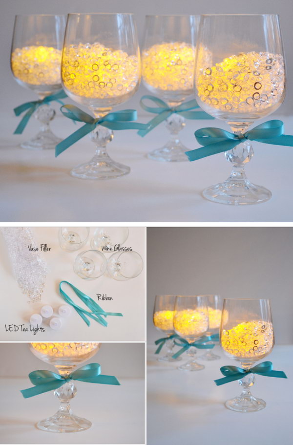 Wineglass Candle Holders Wedding Centerpiece 