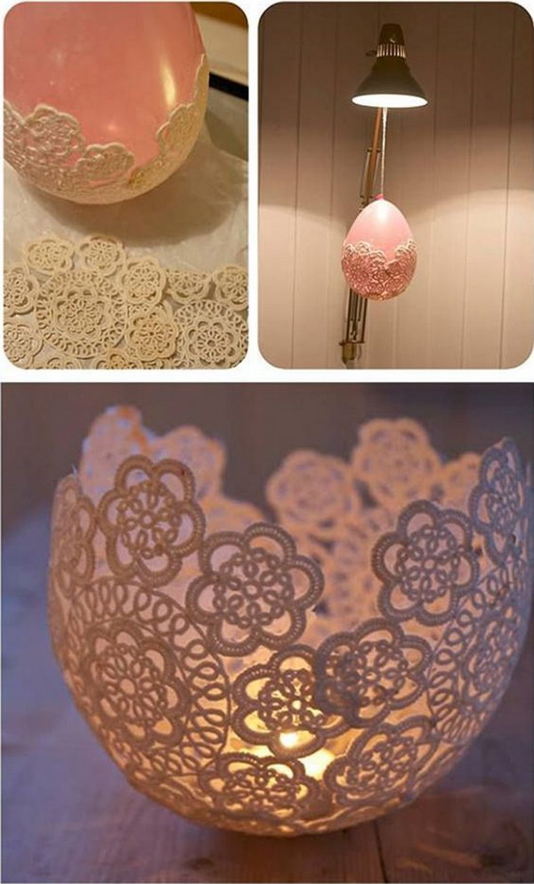 DIY Centerpieces With Lace And Candle 