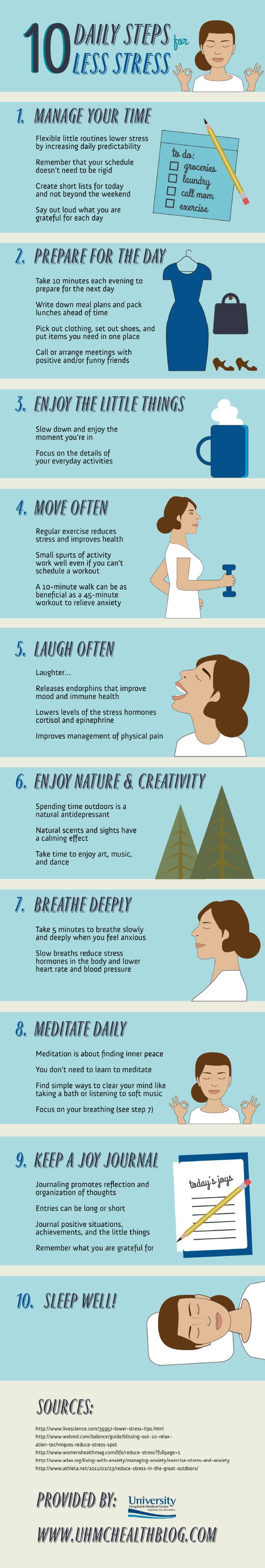 10 Daily Steps for Less Stress. 