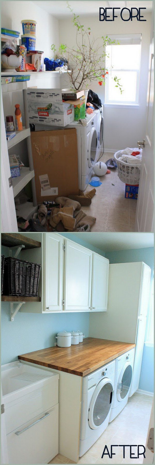 Form Mess To Neat Laundry Room Makeover. 