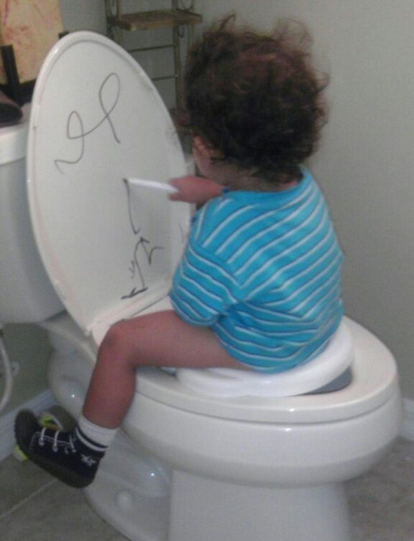 Convince antsy kids to stay put by letting them draw on the lid with a dry erase marker. 