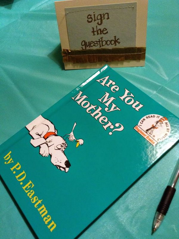 Baby Shower Book Sign In Using A Children's book 