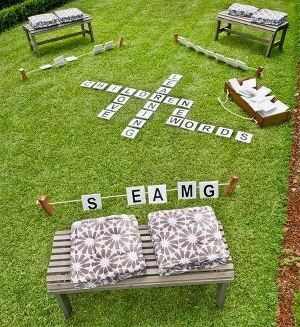 make an outdoor word game in your backyard 