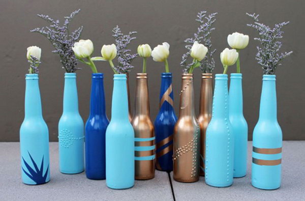 Beer Bottle Bud Vases 