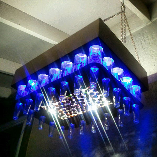 Aluminum Copper Colored Beer Bottle LED Light Chandelier 