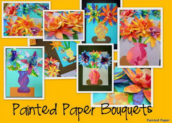 Painted Paper Bouquets With Coffee Filter Centers 