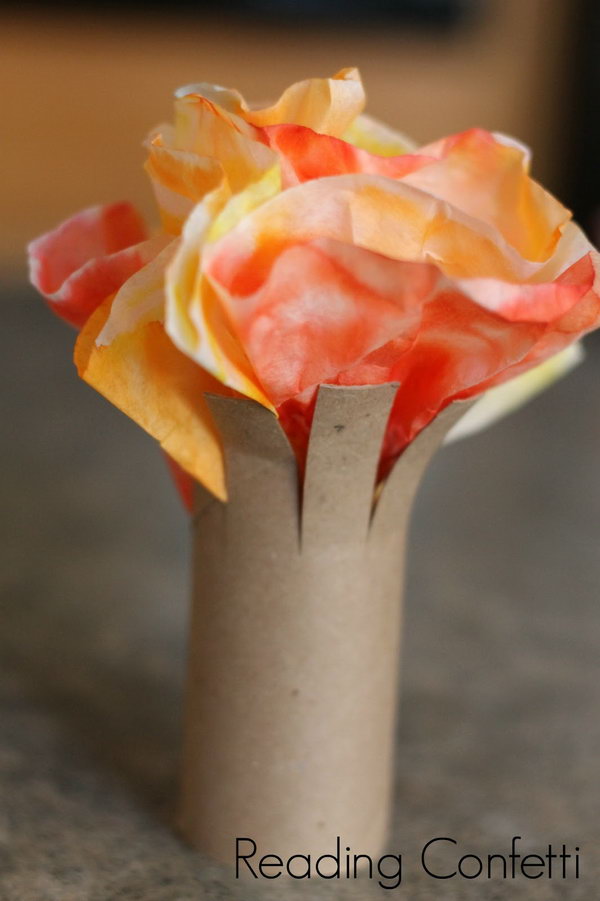 Fall Trees Made With Toilet Paper Rolls And Coffee Filters 