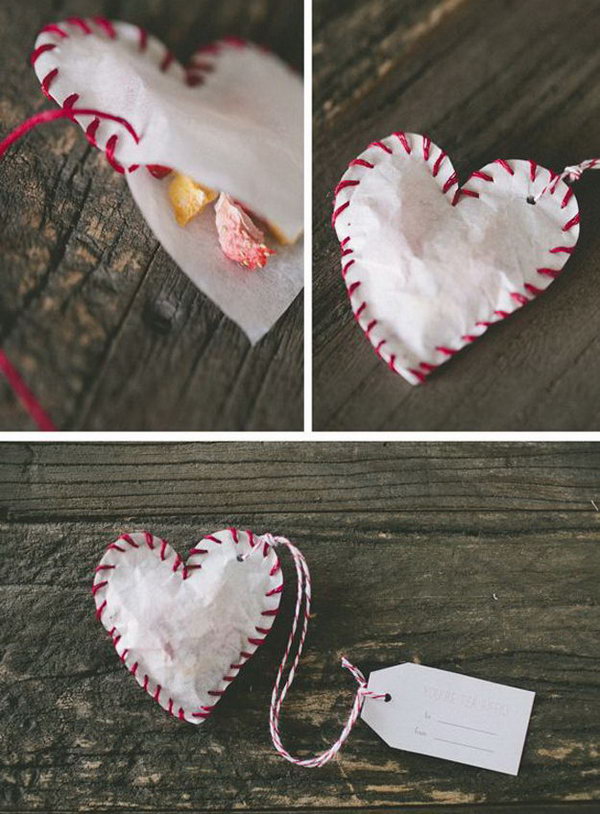 Handmade Valentine Tea Bag Made From Coffee Filter 