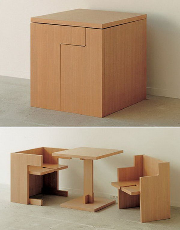 Compact Table And Chairs That Can Be Integrated Seamlessly 