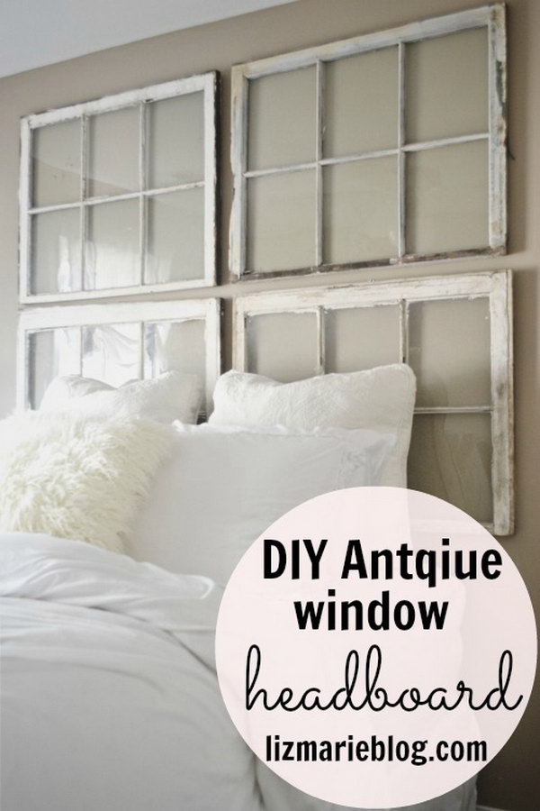 DIY Antique Window Headboard 